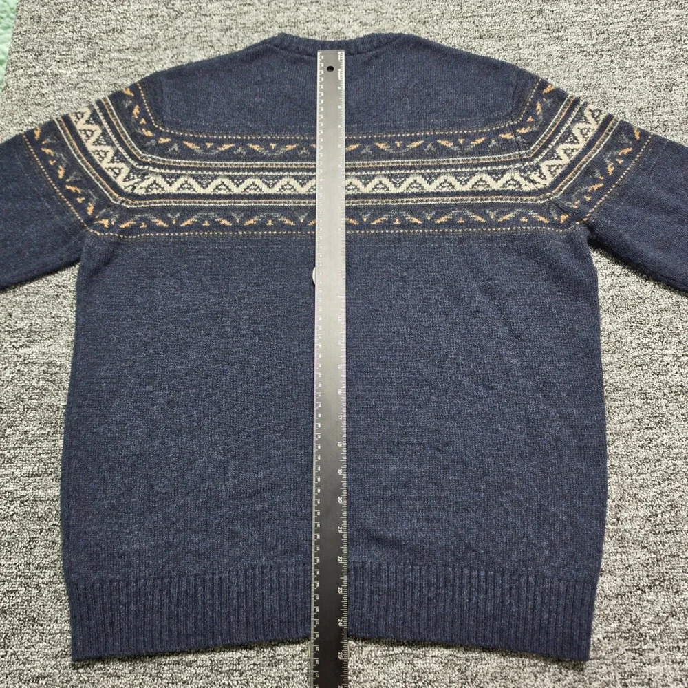 Sweater Sherpa Large Mens Blue‎ Excellent Merino Alpaca Fair Isle Crewneck